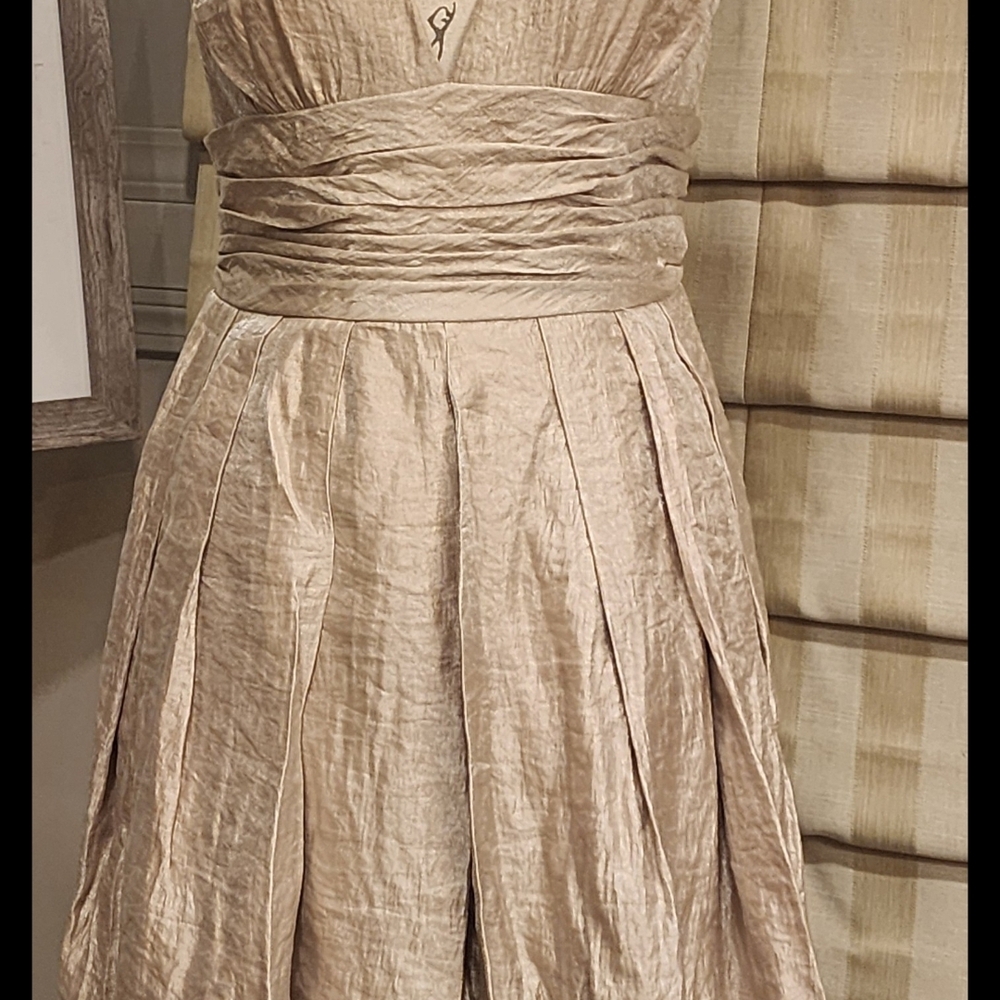 Chic Strapless Beige Dress